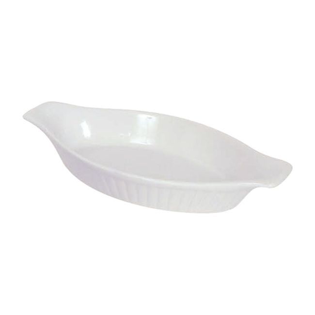 Browne Stoneware White Ribbed With Smooth Trim Lasagna Baker, 16 Oz Capacity