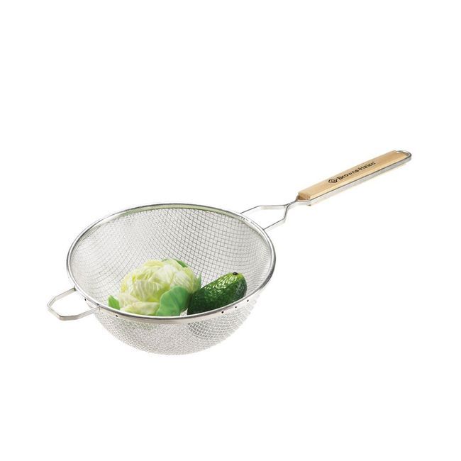 Browne Tinned Steel Medium Double Mesh Strainer, 6.8 In Bowl