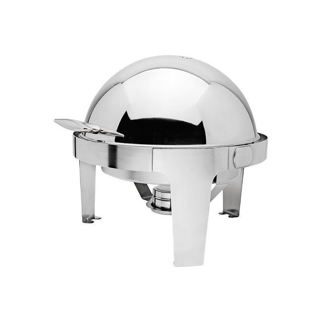 Browne Stainless Steel Rondo Round Chafer With Roll Top Cover, 7 Qt Capacity