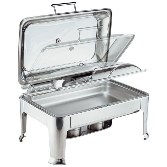 Browne Full Size Symphony Rectangular Chafer With Glass Cover, 9 Quart