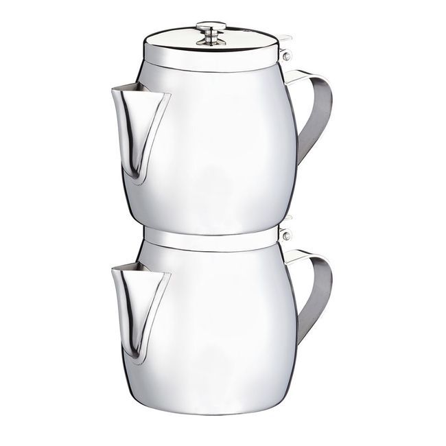 Browne 18/10 Stainless Steel Stackable Teapot With Strainer, 10 Oz Capacity