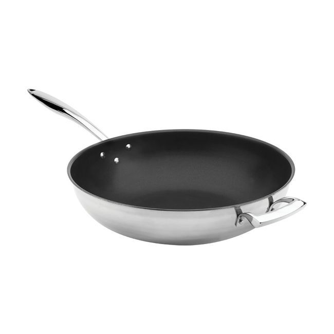 Browne Thermalloy Stainless Steel Excalibur Coated Tri-ply Wok, 5 Qt Capacity