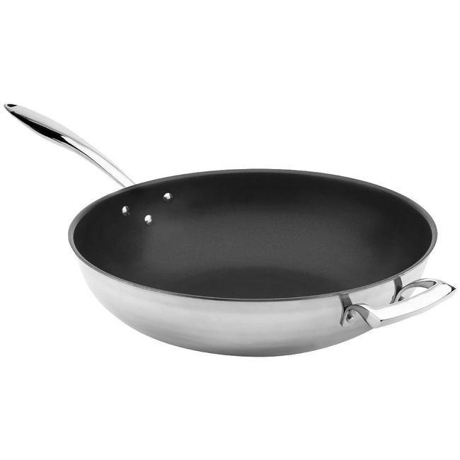 Browne Thermalloy Stainless Steel Excalibur Coated Tri-ply Wok, 9 Qt Capacity