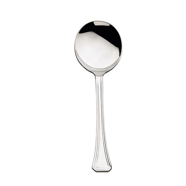 Browne Oxford 18/0 Stainless Steel Mirror Finish Round Soup Spoon, 7.3 In -- 12 Per Case