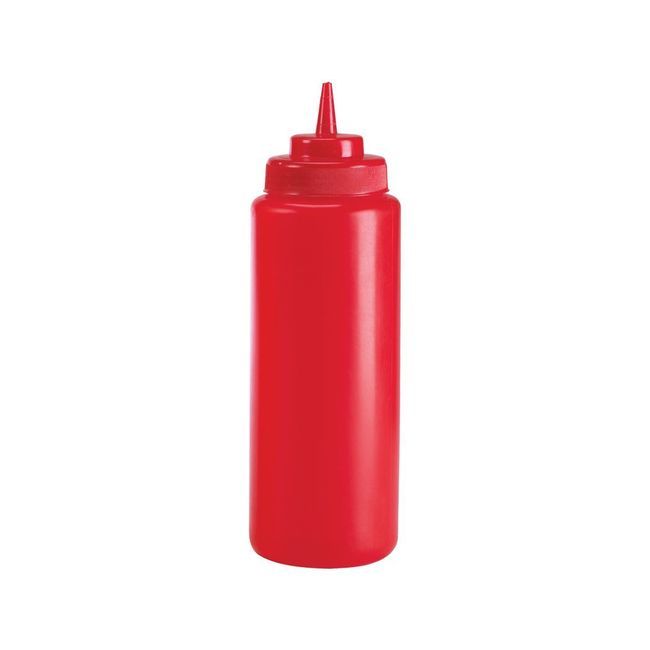 Browne Polyethylene Red Wide Mouth Squeeze Dispenser, 24 Oz Capacity