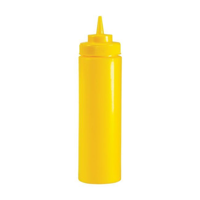 Browne Polyethylene Yellow Wide Mouth Squeeze Dispenser, 32 Oz Capacity
