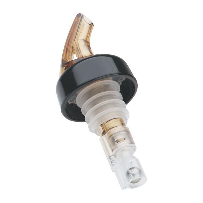 Sure Shot Amber Measured Liquor Pourer With Collar, 1 Oz -- 12 Per Case
