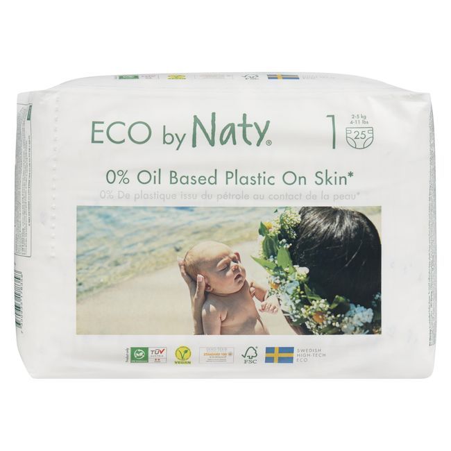 Eco By Naty Size 1 Baby Diapers For 4 To 11 Pound Babies, 25 Count -- 4 Per Case