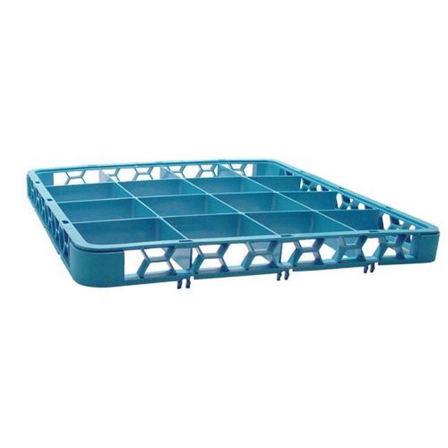 Carlisle Re1614 Opticlean Polypropylene Blue 16-compartment Divided Glass Rack Extender Only, 19.88 X 19.88 X 1.75 In