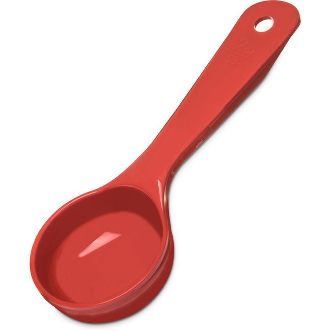 Carlisle 492405 Measure Miser Acetal Red Solid Short Handle Portion Spoon, 2 Oz Capacity
