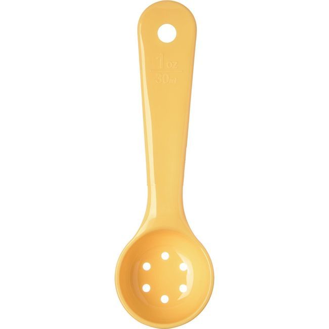 Carlisle 492304 Measure Miser Yellow Acetal Perforated Short Handle Portion Spoon, 1 Oz Capacity