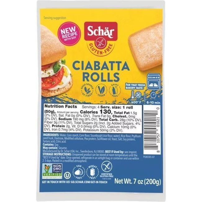Schar Gluten-free Ciabatta Rolls, 7.1 Oz -- 5 Per Case