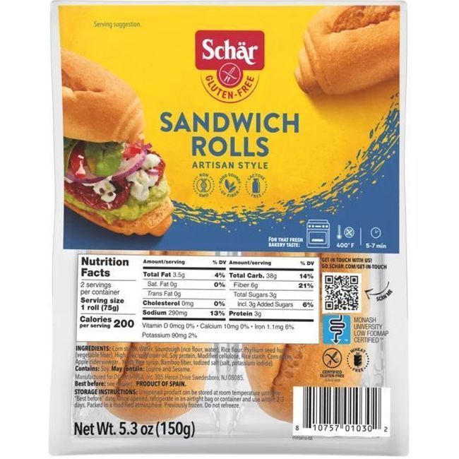 Dr. Schar Sandwich Roll, 150 G -- 7 Per Case