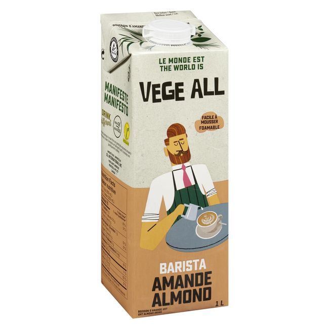 Vege All Bilingual Barista Almond Drink, 1 L -- 8 Per Case