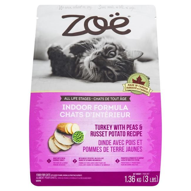 Zoe Croquettes Pour Chats D'intérieur À La Dinde, Aux Petits Pois Et Aux Pommes De Terre Rousses, 1,3 Kg -- 5 Par Boîte