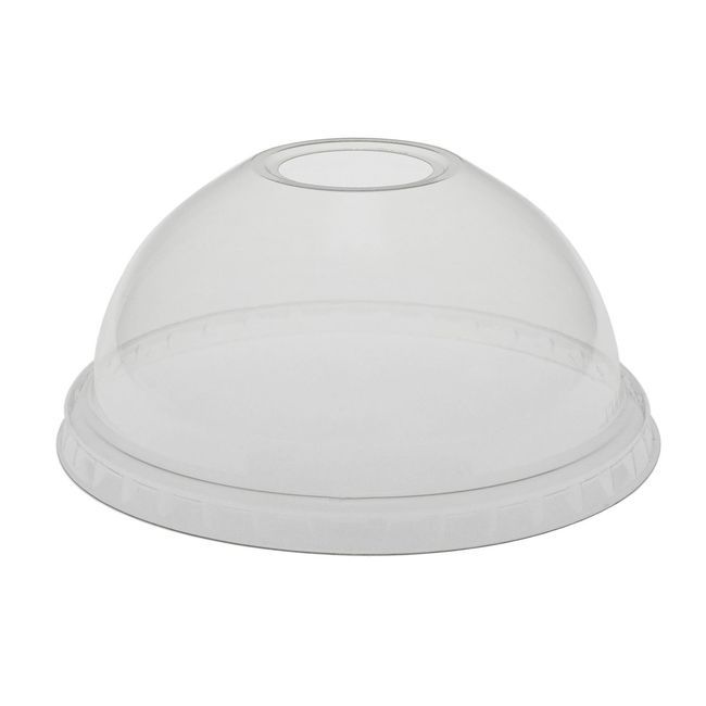 Earthchoice Clear Pla Round Dome Lid With Hole For B Size Cold Drink Cups -- 900 Per Case