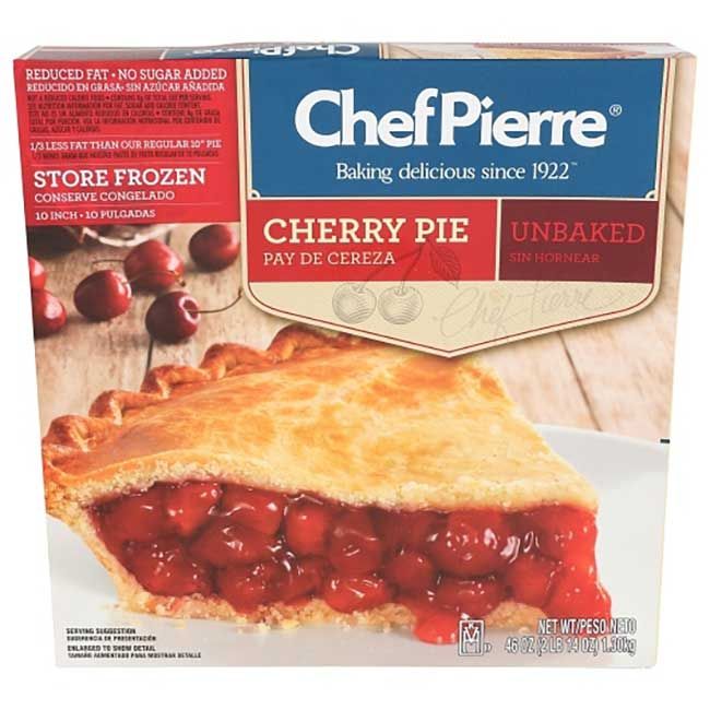 Chef Pierre Tarte Aux Cerises Non Cuite Sans Sucre Ajouté, 10 Po, 46 ​​oz -- 6 Par Caisse
