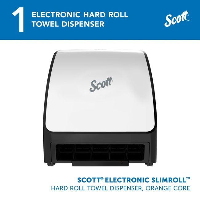 Scott Distributeur Automatique De Serviettes Slimroll Blanc, 30,5 X 30,5 X 18,8 Cm