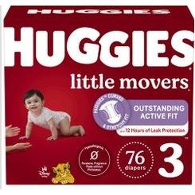 Huggies Little Movers Size 3 Diapers - Giga Pack, 76 Count