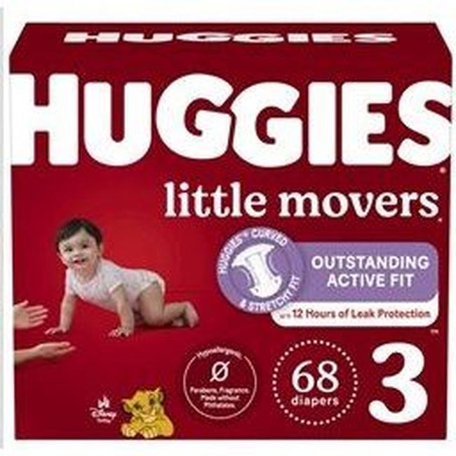 Huggies Little Movers Size 3 Diapers - Giga Pack, 68 Count