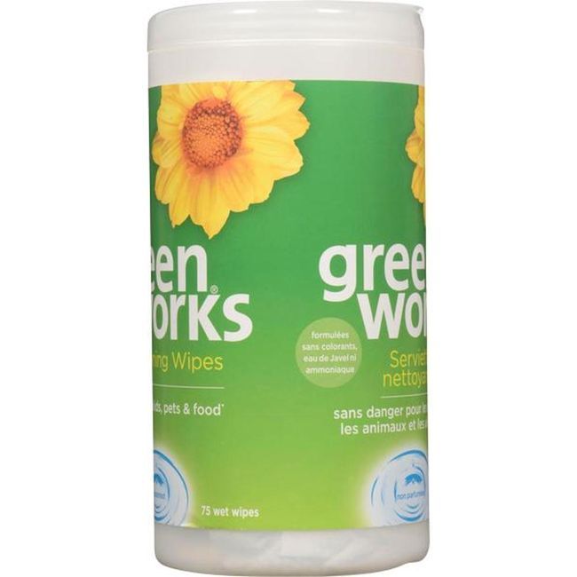 Green Works Unscented Wet Cleaning Wipes, 75 Count -- 6 Per Case