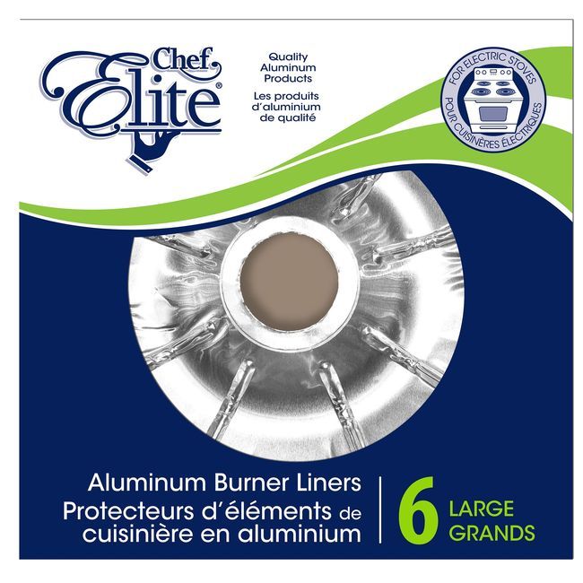 Chef Elite Large Alumium Burner Liner, 6 Count -- 24 Per Case