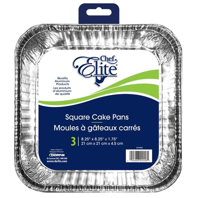 Chef Elite Square Cake Pan, 3 Count -- 24 Per Case
