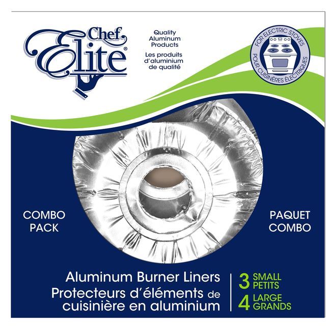 Chef Elite Aluminum 4 Large Plus 3 Small Burner Liner, 7 Count -- 24 Per Case