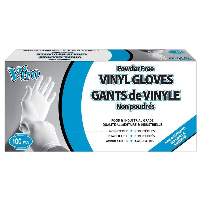 Viro Medium 3.5mil Powder Free Vinyl Gloves, 100 Count -- 10 Per Case