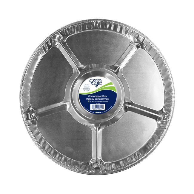 Chef Elite Round 5 Compartment Tray, 16 In Dia. -- 25 Per Case