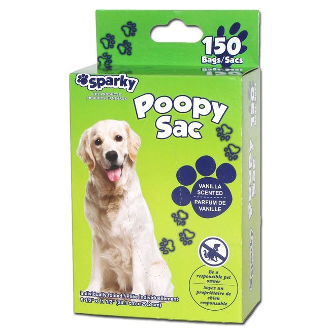 Sparky Poopy Sac Vanilla Scented Waste Bag, 150 Count -- 36 Per Case