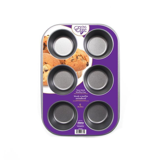 Chef Elite Non Stick Muffin Pan, 6 Muffins -- 12 Per Case
