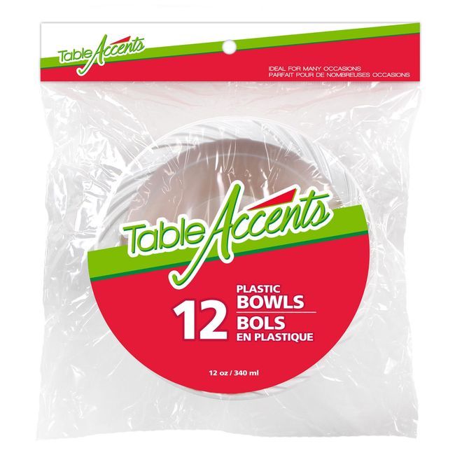 Table Accents Bol En Plastique De 12 Oz, 12 Unités -- 24 Par Boîte