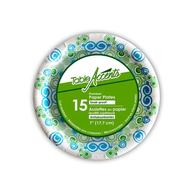 Table Accents 7 In Round Soak-proof Premium Paper Plate, 15 Count -- 32 Per Case