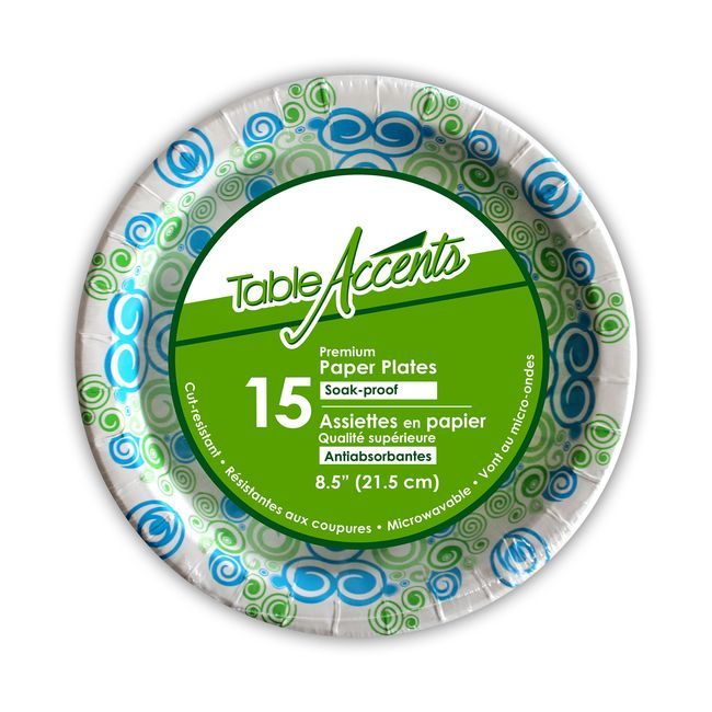 Table Accents 8.5 In Round Soak-proof Premium Paper Plate, 15 Count -- 32 Per Case