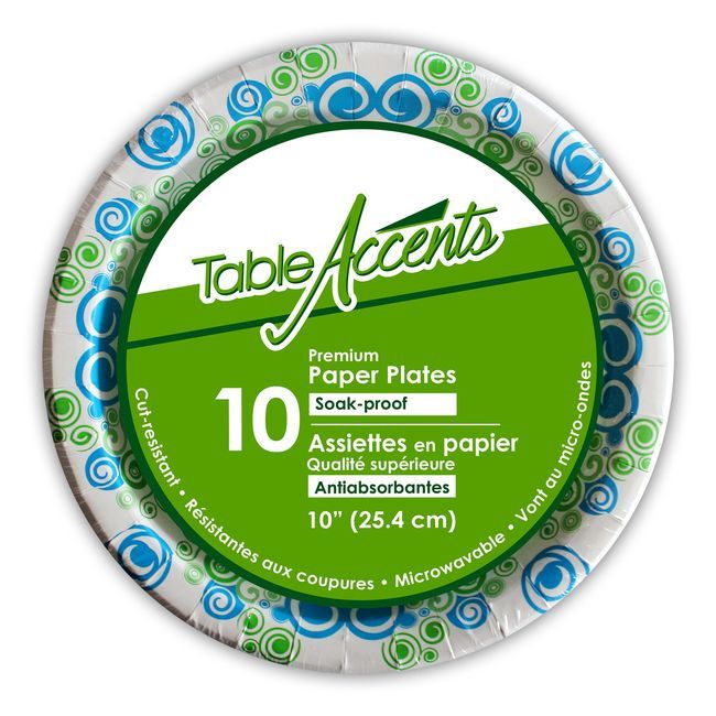 Table Accents 10 In Round Soak-proof Premium Paper Plate, 10 Count -- 32 Per Case