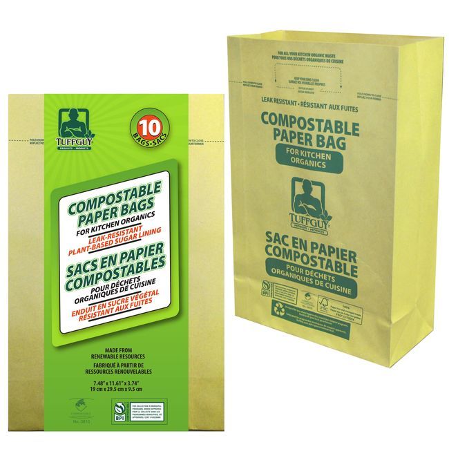 Tuff Guy Compostable Paper Bag, 10 Count -- 12 Per Case