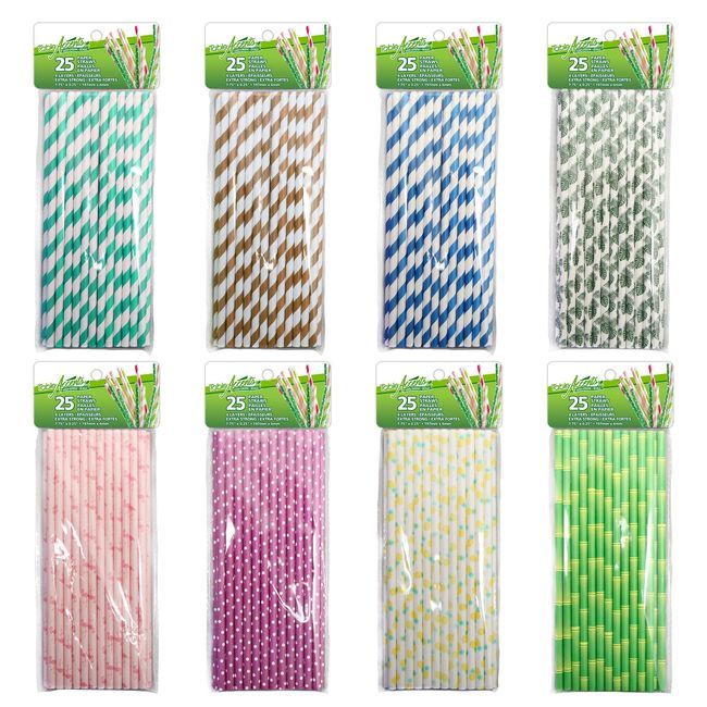 Table Accents Assorted Colours 4 Layers Eco-friendly Paper Straw, 25 Count -- 24 Per Case