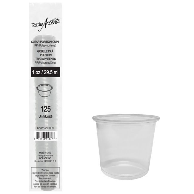 Table Accents Clear Polypropylene Portion Cup, 1.5 Oz Capacity -- 2500 Per Case