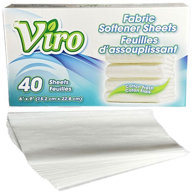 Viro Cotton Fresh Fabric Softener Sheets, 40 Count -- 24 Per Case