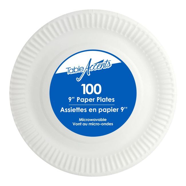 Table Accents White Uncoated Paper Plate, 9 In -- 1200 Per Case