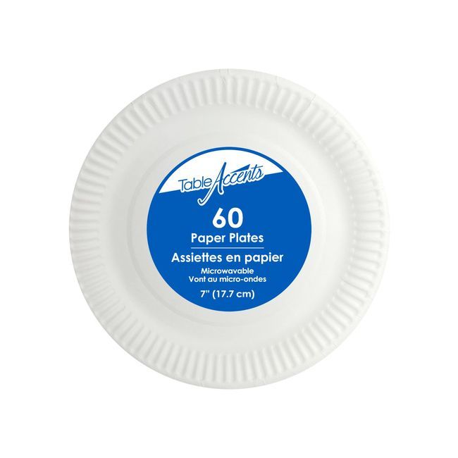Table Accents Uncoated White Paper Plate, 7 In -- 1200 Per Case