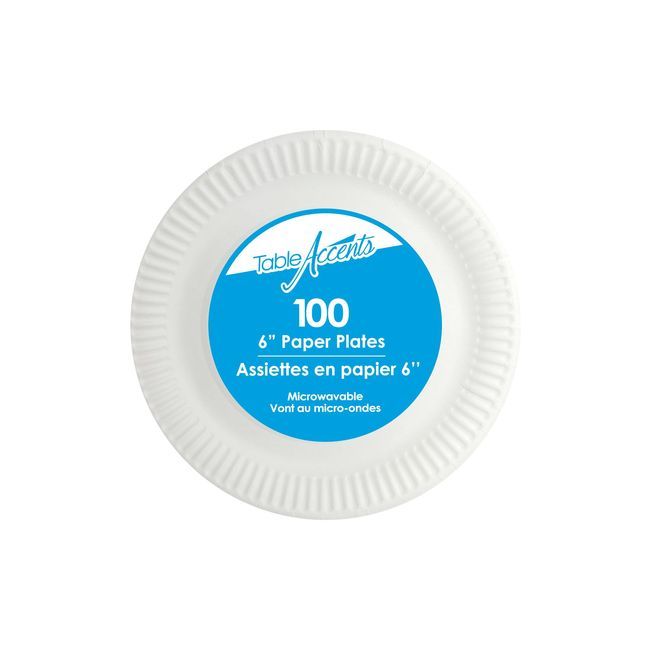 Table Accents Uncoated White Paper Plate, 6 In -- 1000 Per Case