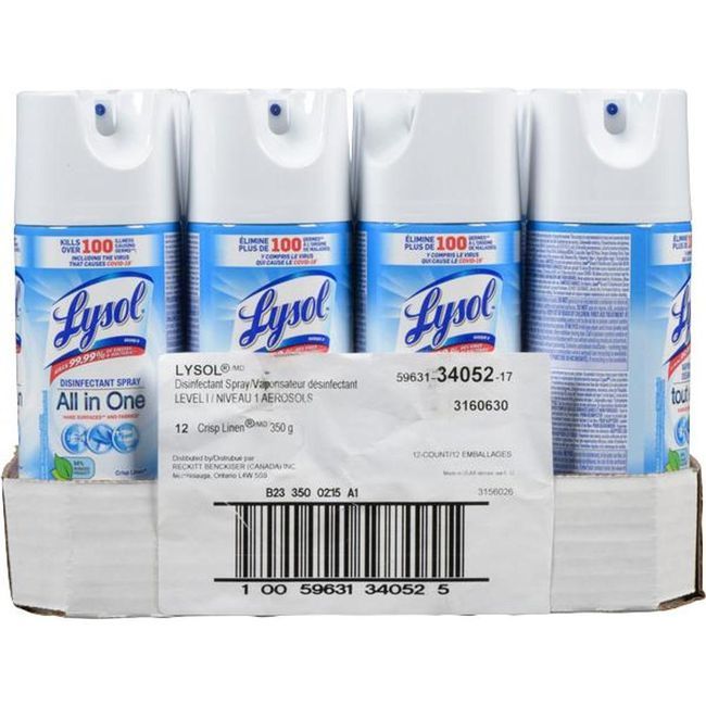Lysol Spray Désinfectant Au Parfum Frais, 350 G -- 12 Par Boîte