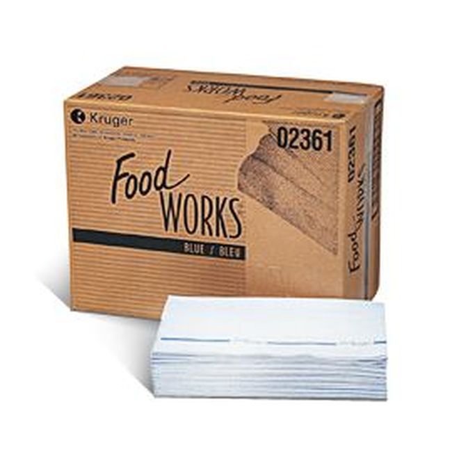 Food Works Serviette Réutilisable Antimicrobienne Bleue À Rayures Bleues, 13,5 X 21 Po -- 150 Par Boîte