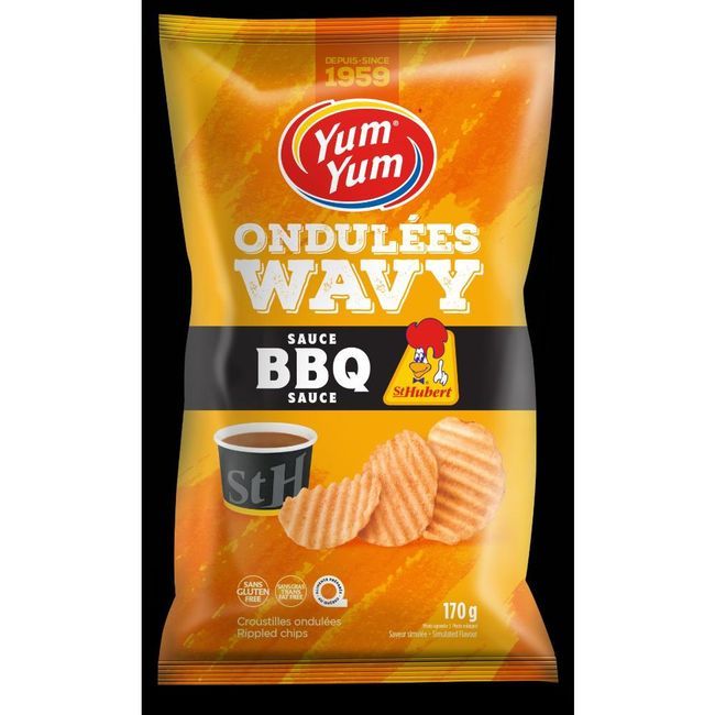 Yum Yum Croustilles Ondulées À Saveur De Sauce Bbq St-hubert, 170 G -- 16 Par Caisse