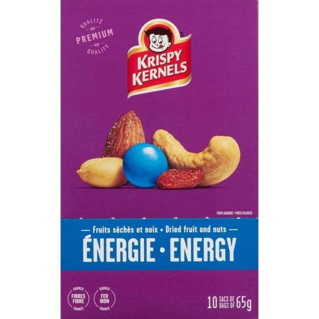 Krispy Kernels Energy Dried Fruit And Mixed Nut Mix, 65 G -- 90 Per Case