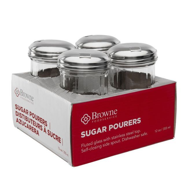 Browne 12 Oz Fluted Glass Sugar Pourer, Set Of 4