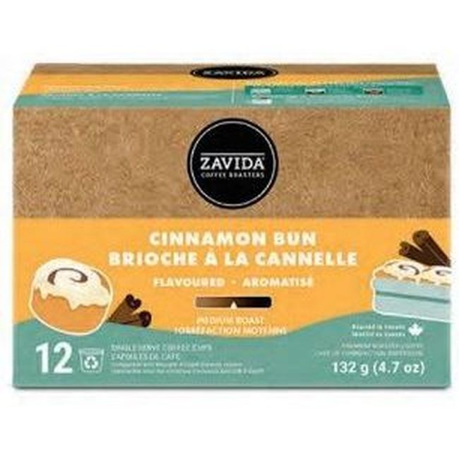 Zavida 11 G Cinnamon Bun Coffee Pods, 12 Count -- 6 Per Case