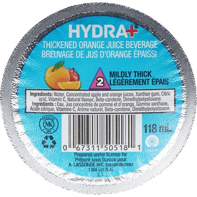 Hydra+ Boisson Au Jus D'orange Épaissie Iddsi Niveau 2, 118 Ml -- 24 Par Boîte